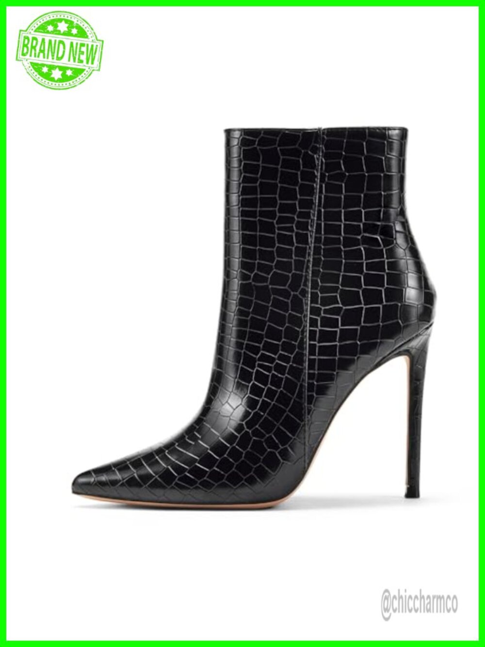 Women Pointed Toe Stiletto Heeled Ankle Booties Side Zip Dress Evening Boots
